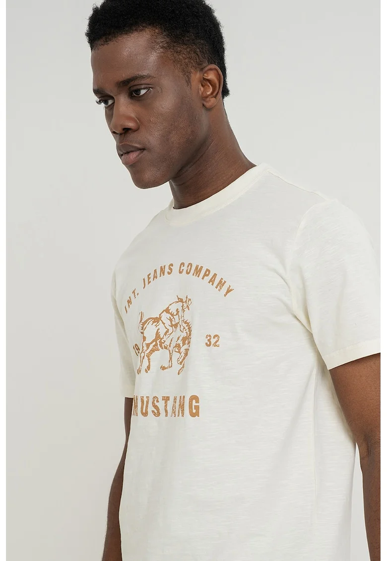 Tricou din bumbac cu imprimeu logo Austin, Caramel/Crem