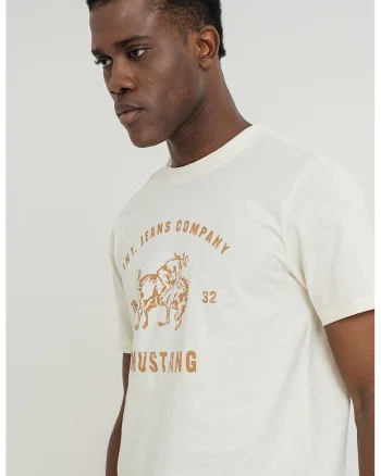 Tricou din bumbac cu imprimeu logo Austin, Caramel/Crem