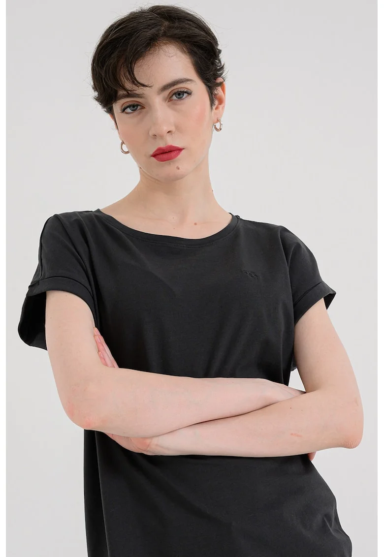 Tricou uni cu decolteu la baza gatului Lesley, Gri antracit