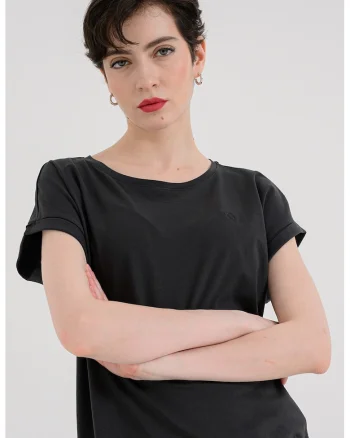 Tricou uni cu decolteu la baza gatului Lesley, Gri antracit
