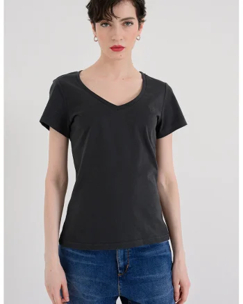 Tricou cu decolteu in V Beverly, Gri antracit
