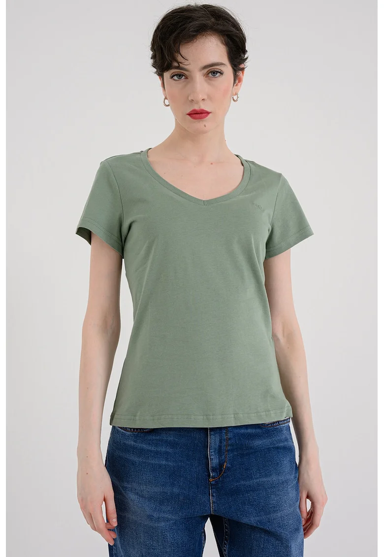 Tricou cu decolteu in V Beverly, Verde aquamarin