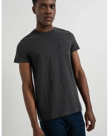 Tricou din bumbac cu buzunar pe piept Allen, Gri antracit
