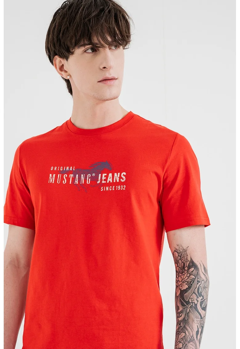 Tricou cu imprimeu logo, Rosu/Alb/Albastru royal