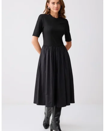 Rochie midi cu aspect 2-in-1, Negru