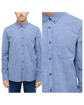 Camasa Barbati,  Rawlins, Regular Fit, Design Clasic, Maneci Lungi, Cu Guler, Cu Nasturi, Bumbac, M INTL, Albastru