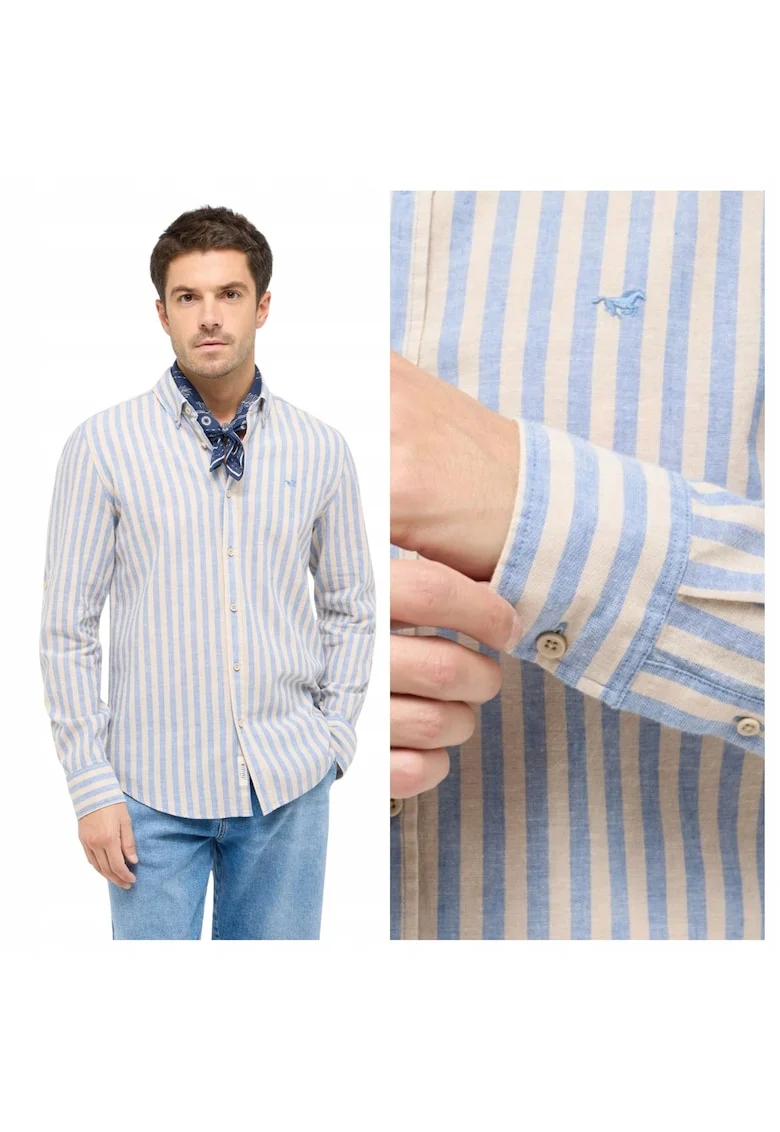 Camasa Barbati,  Style Rawlins, Regular Fit, Design Clasic, Maneci Lungi, Cu Guler, Cu Nasturi, Bumbac, M INTL, Albastru
