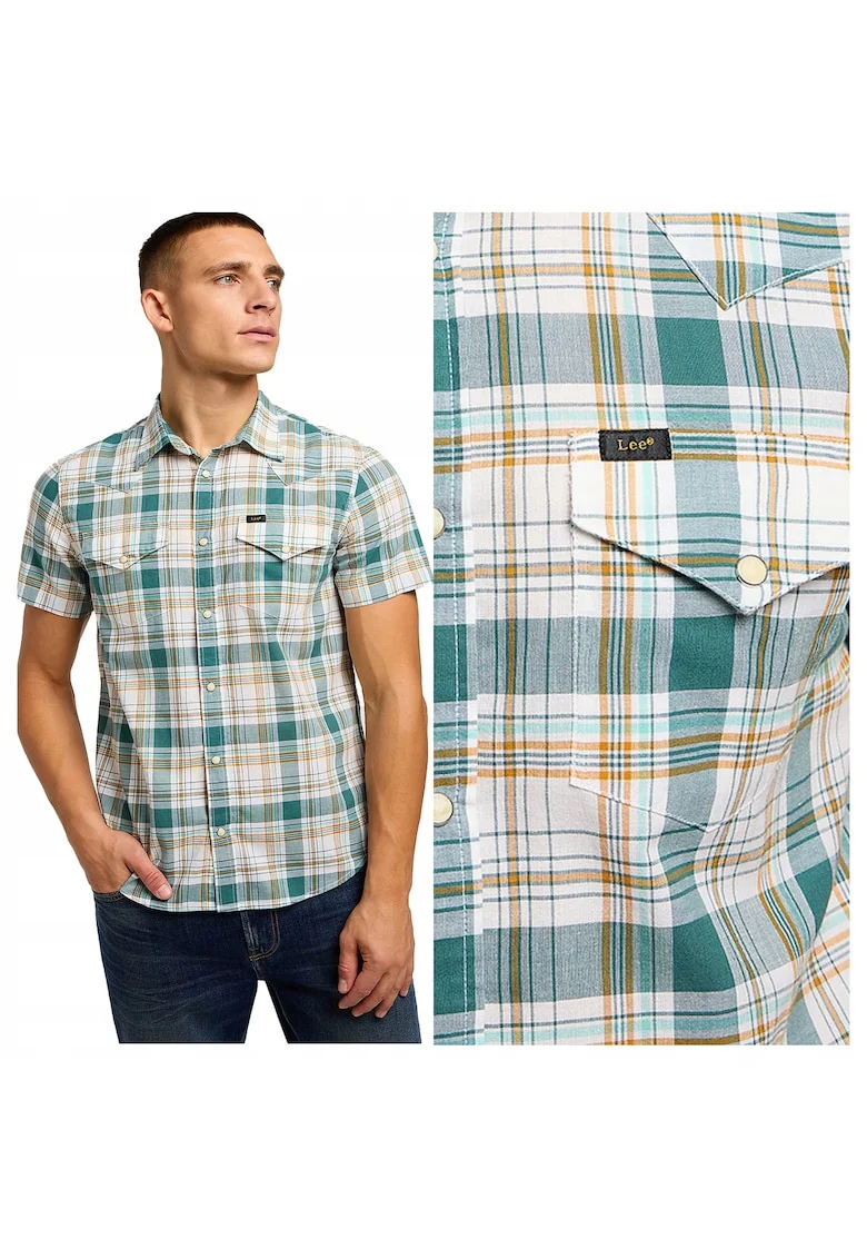 Camasa Barbati,  SS Western Shirt, Regular Fit, Design Clasic, Maneci Scurti, Cu Guler, Cu Nasturi, Bumbac, S INTL, Multicolor