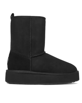 Ghete de zapada,  Black Stinger Lo Flatform, piele naturala, negru