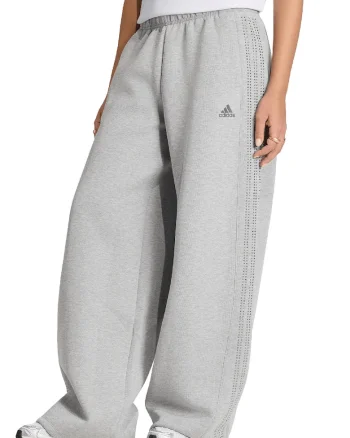 Pantaloi de trening cu croiala ampla si strasuri, Gri deschis