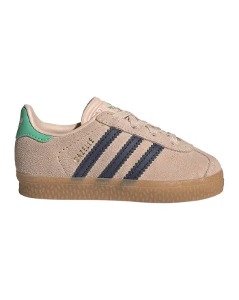 Pantofi sport Gazelle din piele intoarsa si piele, Roz somon/Gri carbune/Verde feriga