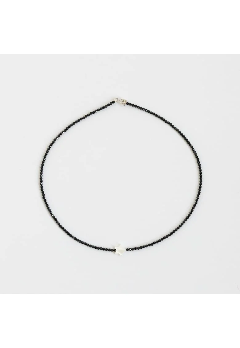 Colier  pietre semipretioase spinel, steluta sidef, accesorii argint925