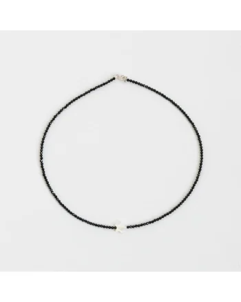 Colier  pietre semipretioase spinel, steluta sidef, accesorii argint925