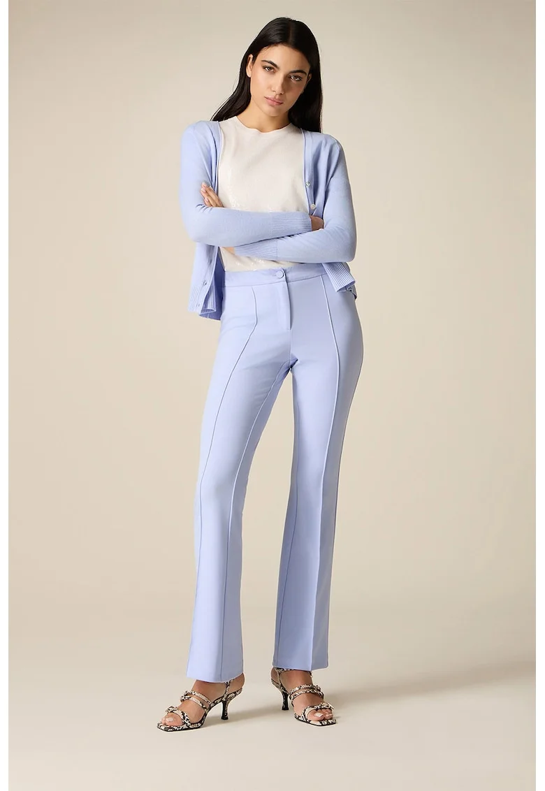 Pantaloni bootcut cu talie medie, Albastru lavanda