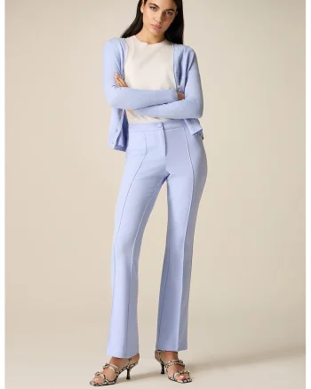 Pantaloni bootcut cu talie medie, Albastru lavanda