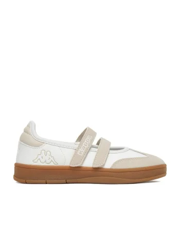 Pantofi sport copii,  inchidere cu scai, textil, Alb/Bej
