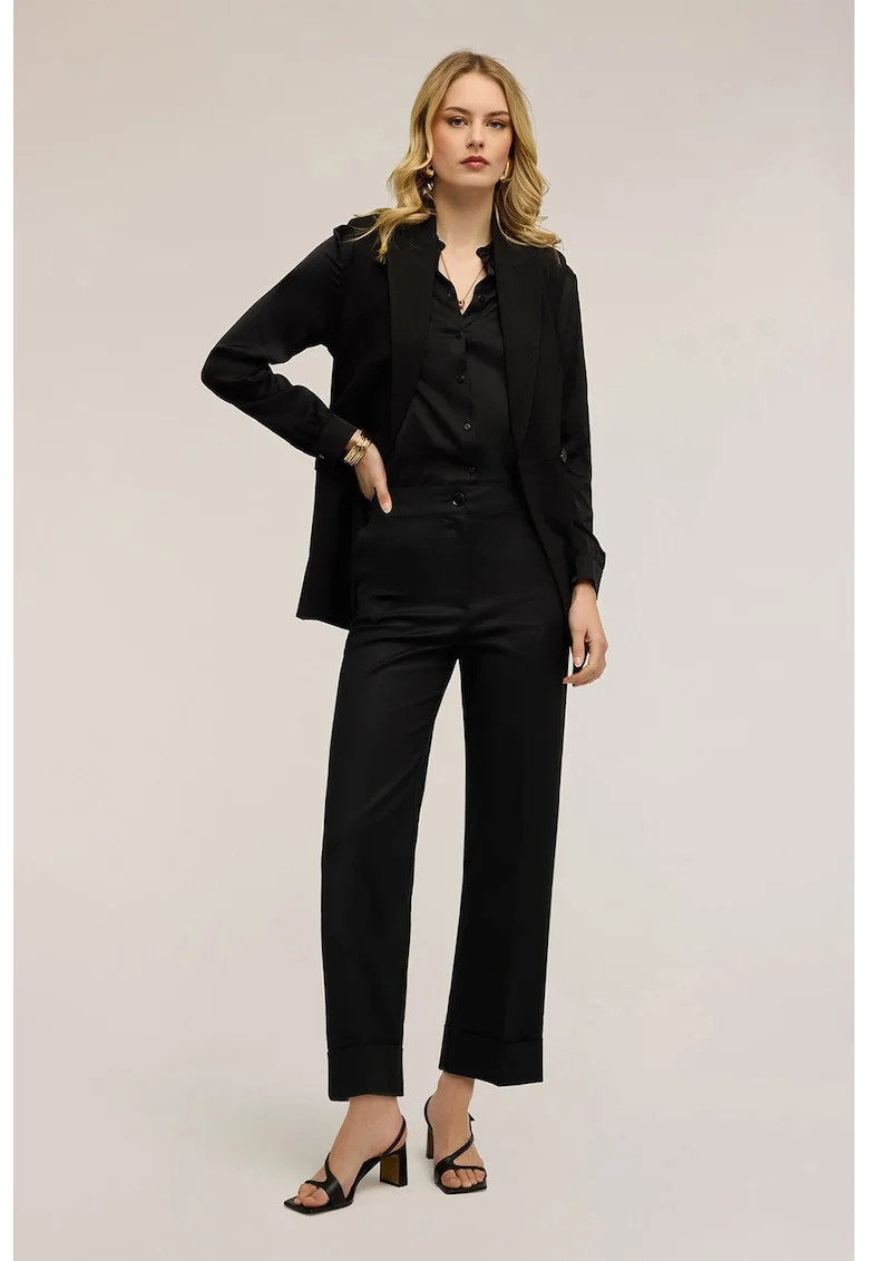 Pantaloni crop drepti, Negru