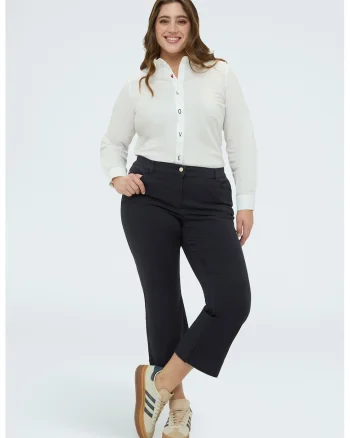 Pantaloni kick-flare cu model cu 5 buzunare, Gri carbune