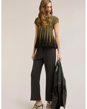 Pantaloni kick-flare cu talie inalta, Gri antracit