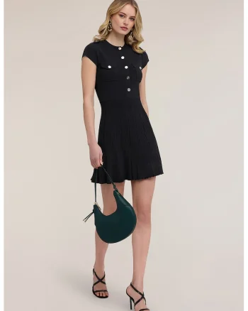 Rochie mini cu maneci scurte, Alb/Negru