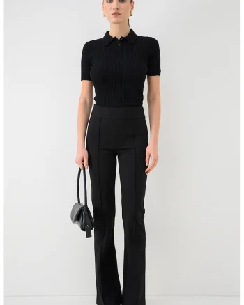 Pantaloni evazati cu talie inalta, Negru