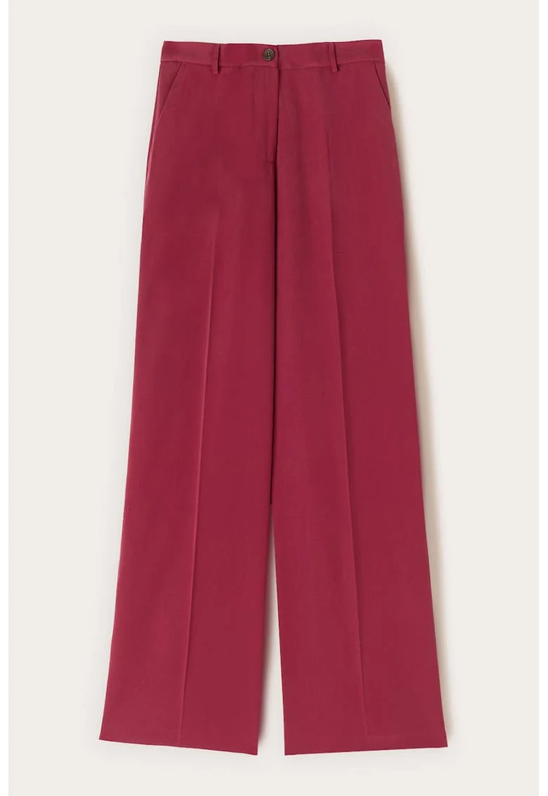Pantaloni uni cu croiala ampla, Roz zmeuriu