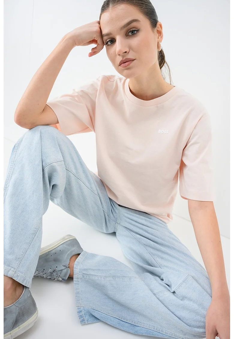 Tricou lejer de bumbac, Roz pastel