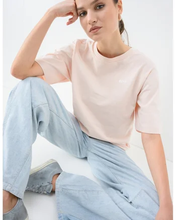 Tricou lejer de bumbac, Roz pastel