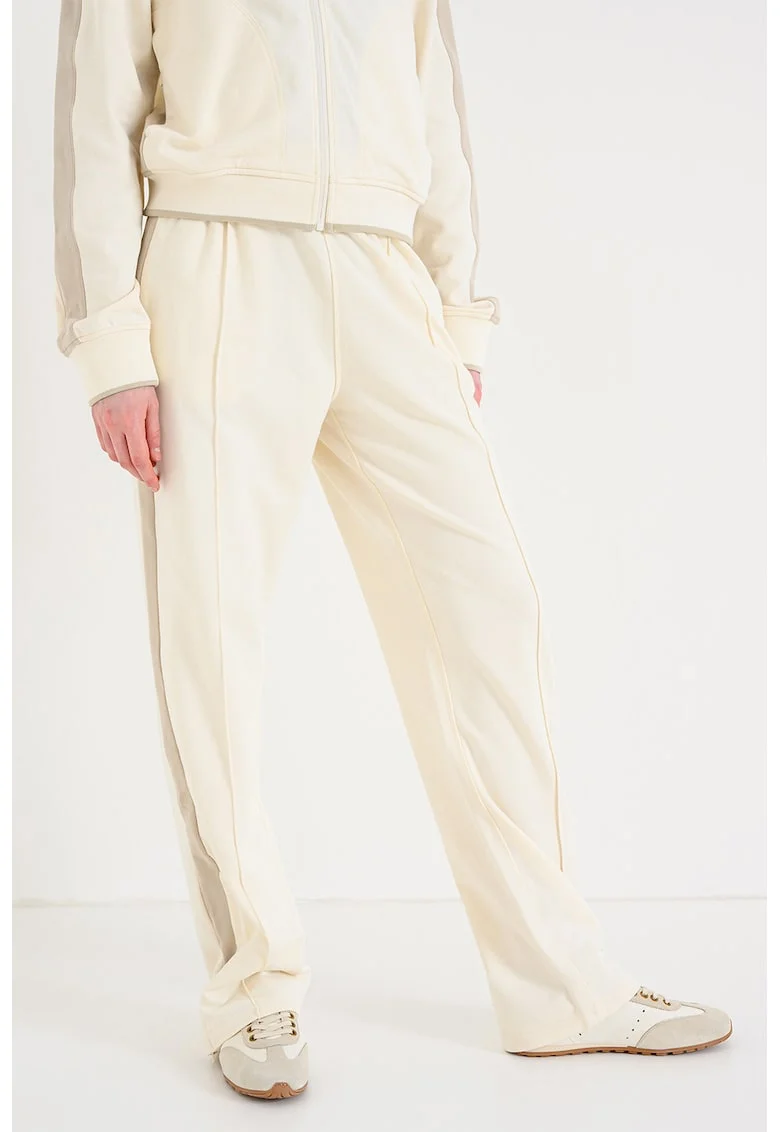 Pantaloni relaxed fit de trening cu terminatii cu fermoar, Grej/Bej deschis