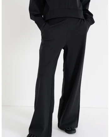 Pantaloni relexed fit de trening cu banda logo in talie, Negru