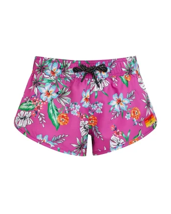 Costum de baie femei Superdry Surf, roz, cu imprimeu floral, Roz