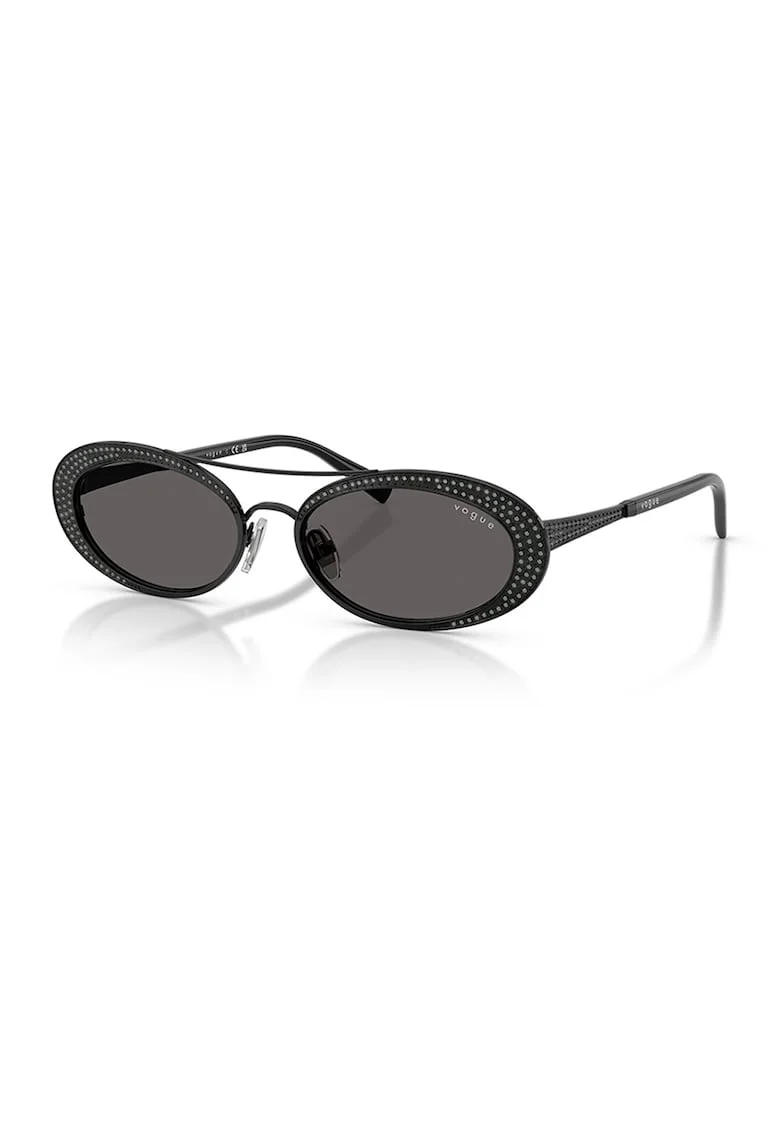 Ochelari de soare ovali cu rama metalica, Negru