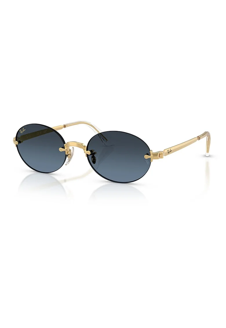 Ochelari de soare ovali unisex cu logo discret, Auriu pal