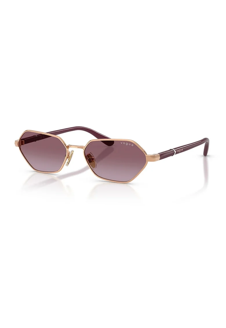 Ochelari de soare ovali cu rama metalica, Violet prafuit/Auriu rose