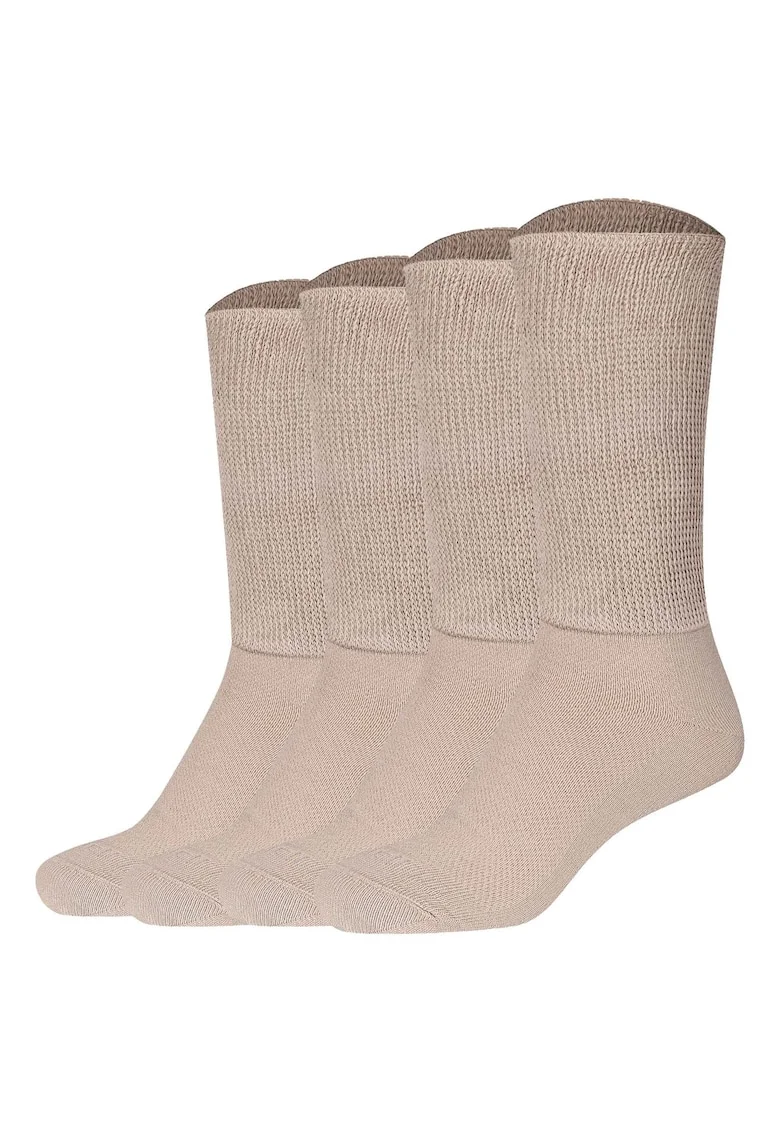 Set de sosete lungi unisex pentru diabetici - 4 perechi, Bej inchis