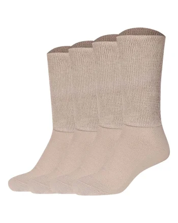 Set de sosete lungi unisex pentru diabetici - 4 perechi, Bej inchis