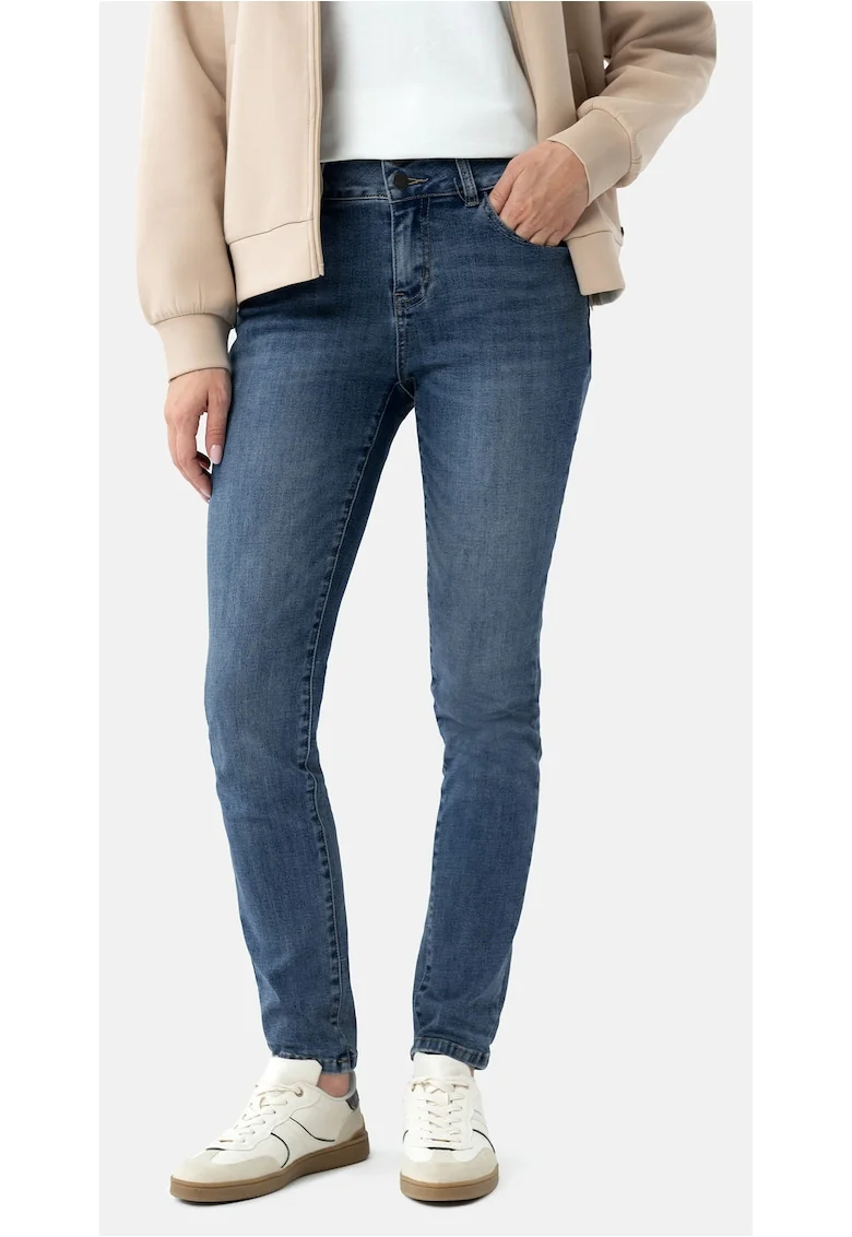 Blugi dama slim fit cu talie medie, cu 5 buzunare,  D-Montana 16, albastru, Albastru