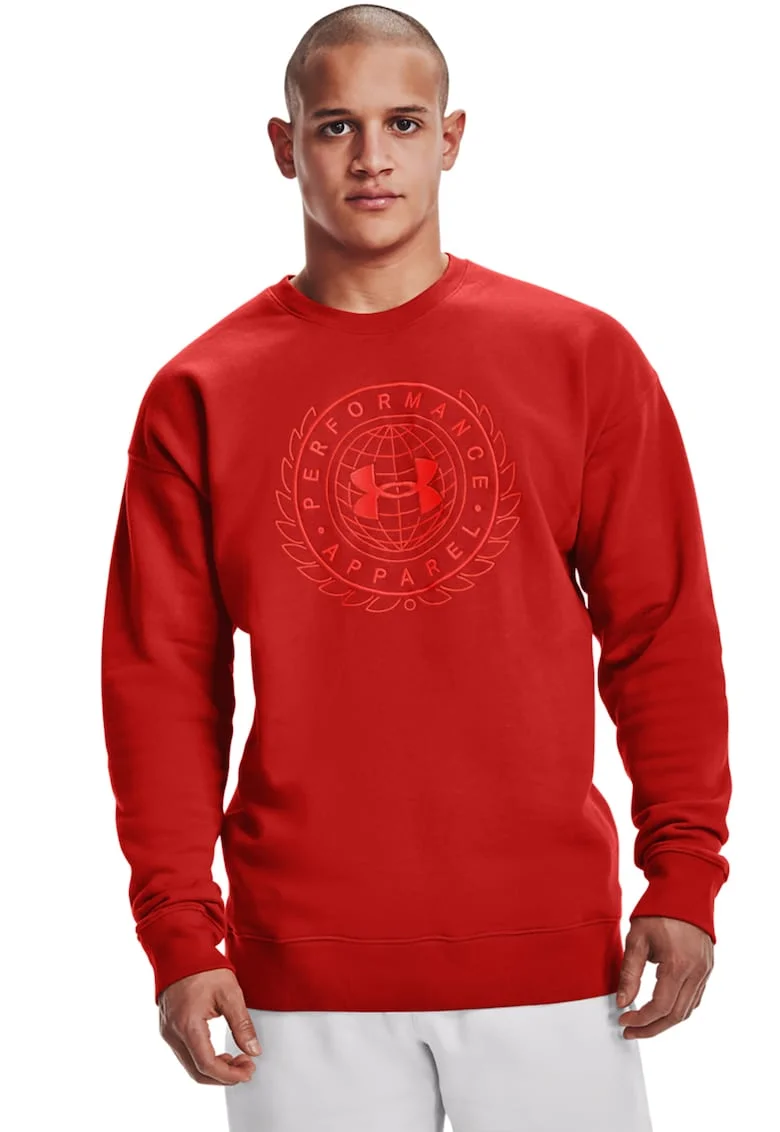 Bluza din material fleece cu logo pentru antrenament Rival, Caramiziu