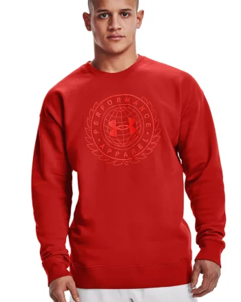 Bluza din material fleece cu logo pentru antrenament Rival, Caramiziu