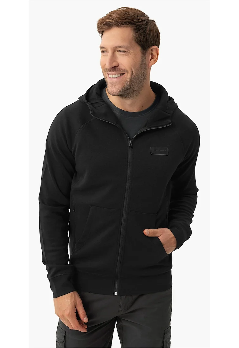 Hanorac cu gluga, cu fermoar, cu buzunare aplicate, regular fit,  B-Andre, negru, Negru