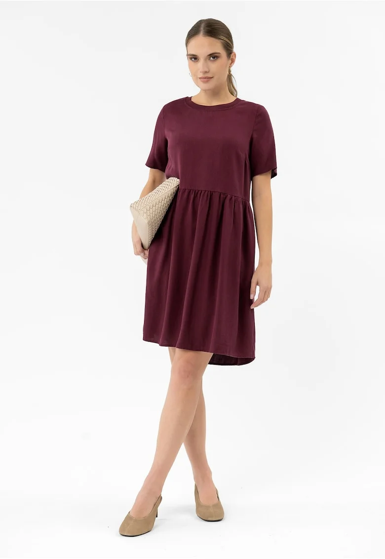 Rochie midi cu croiala dreapta, maneci scurti, buzunare,  G-Awita, roz, Roz
