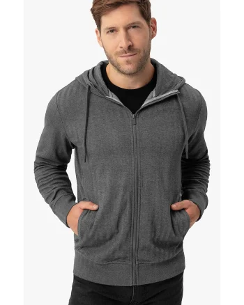 Hanorac cu gluga barbati, cu fermoar, buzunare, regular fit,  B-Fog, gri melange, Gri melange