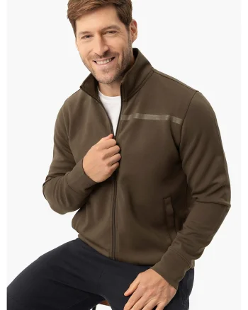 Bluza de trening cu fermoar, cu guler inalt, buzunare, mansete, regular fit,  B-Lunos, maro, Maro