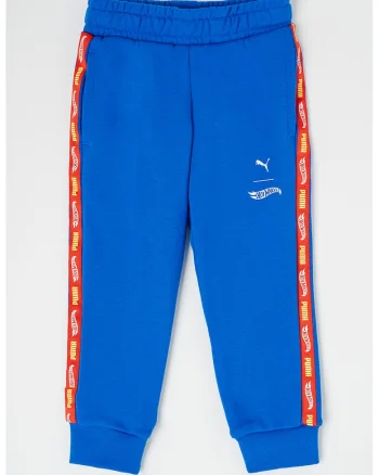 Pantaloni de trening din amestec de bumbac cu logo, Rosu/Albastru royal