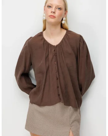 Bluza dama,  texturata, maro, 100% poliester