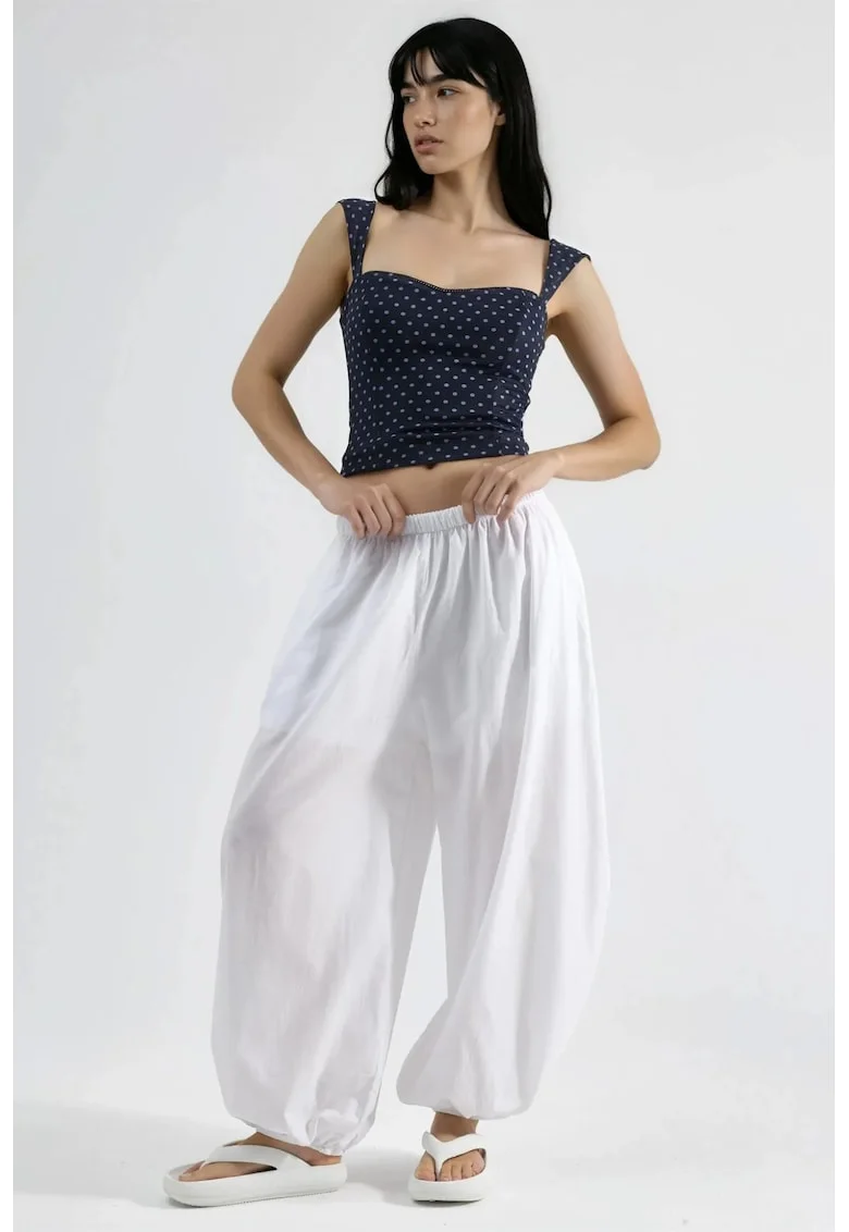 Pantaloni dama,  alb, 100% poliester