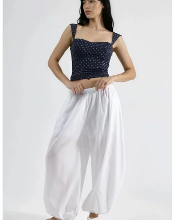 Pantaloni dama,  alb, 100% poliester