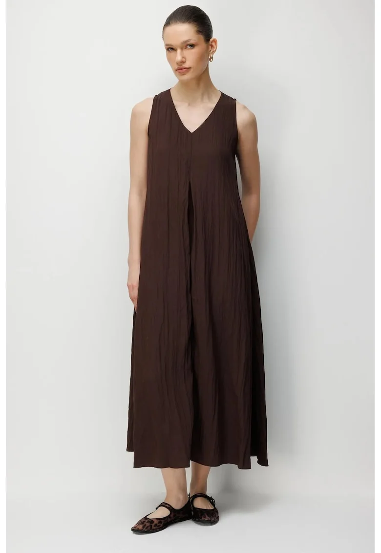 Rochie maxi dama,  decolteu in V, maro
