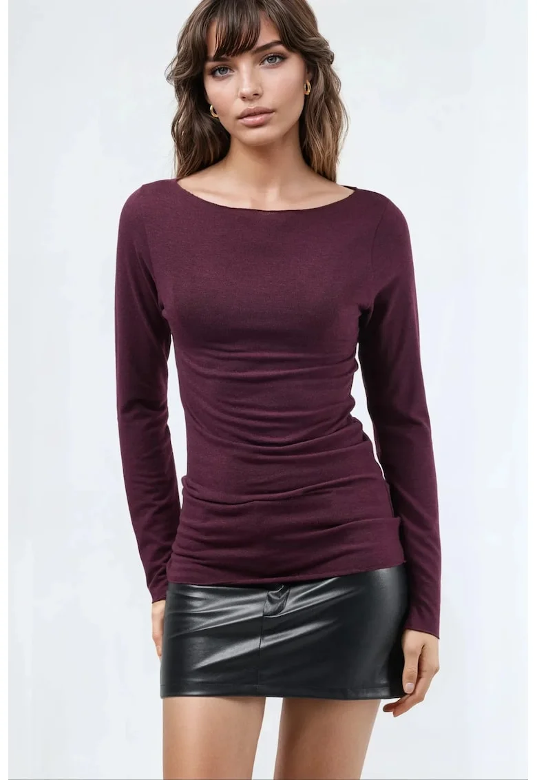 Bluza dama,  cu maneca lunga, mov, jerseu