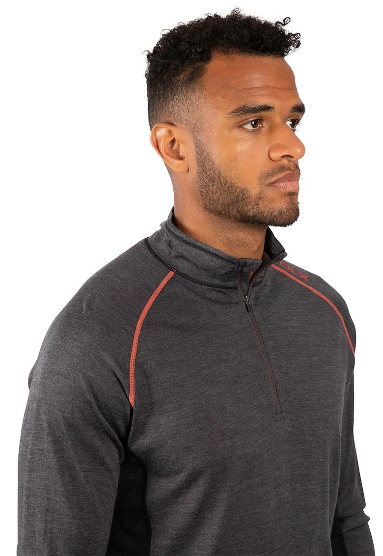 Bluza cu maneci raglan, pentru schi Stan, Portocaliu/Gri inchis melange